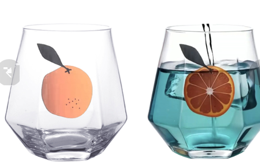 变色杯子创意新品水果系六角玻璃杯子